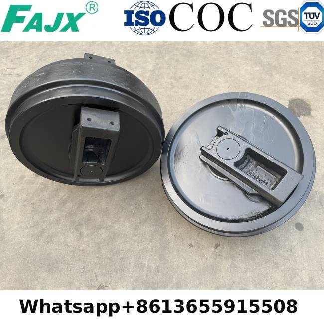 Qual material é usado na roda intermediária da escavadeira ZAX350?